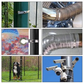 Metal Cable Zip Ties, 80Pcs Stainless Steel Zip Ties 390 Lbs 304 Heavy Duty Self-Locking Strap Ties, 18Inch Steel Cable Tie for Exhaust Wrap, Garden Ties, pipes, Poultry Fence