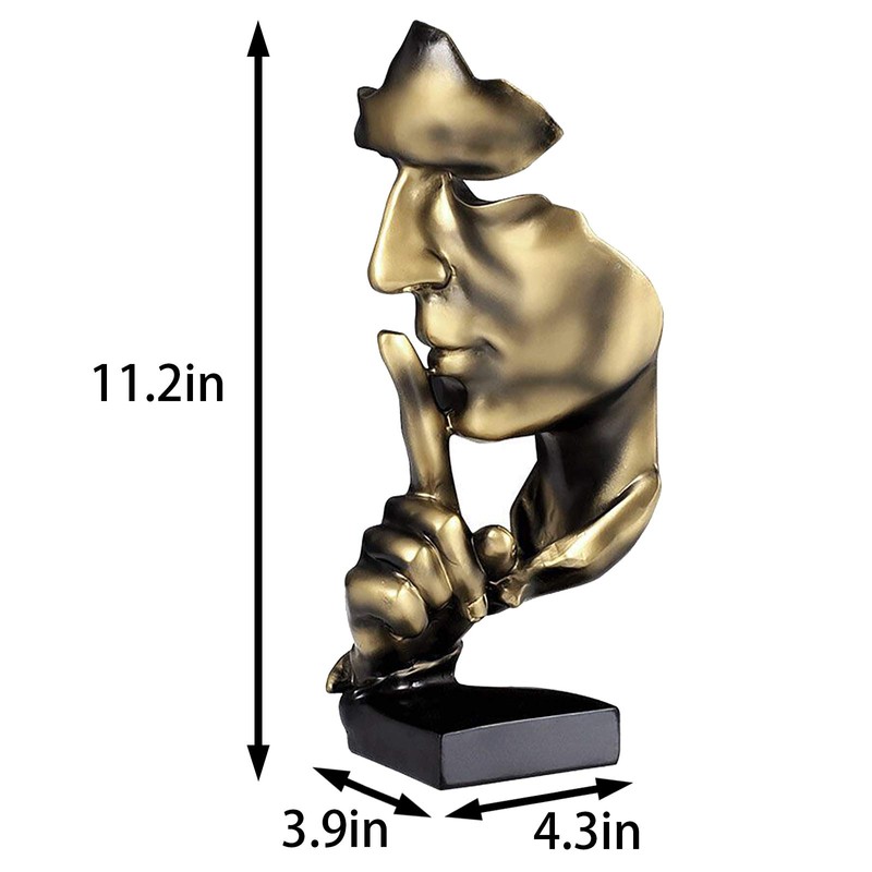 aboxoo Thinker Statue, Silence is Gold Abstract Art Figurine, Modern