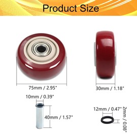 Juvielich 3 Inch Wheels 2Pcs 3in Cart Wheel with 3/8" Bore,Heavy Duty PU Plate Caster,Wheel Only,3" x 1.26" Push Cart Replacement Wheels for Grill,Saw Table,Stage Toolbox,Trolly,Corn Board