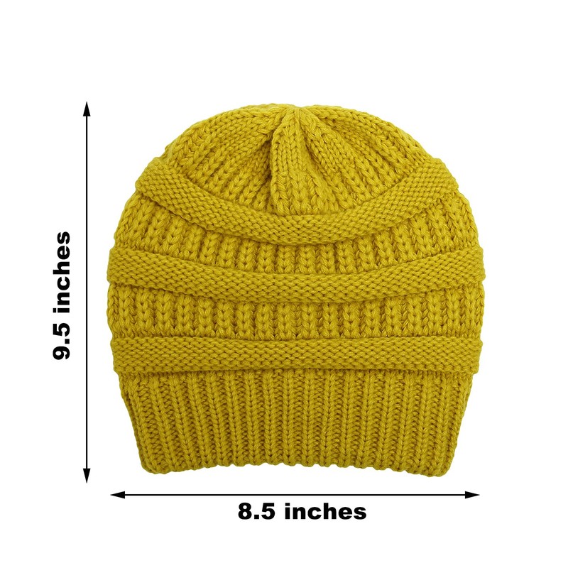 Women Knitted Beanie Hat Satin Lined Winter Warm Cap (White)