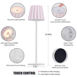 IMQSQIK 2 Pack Cordless Table Lamp, 5000mAh Portable Rechargeable LED Desk Lamp, 3 Color Modes Stepless Dimming Table Light with Memory Function, for Dinner, Patio, Home, Restaurant.