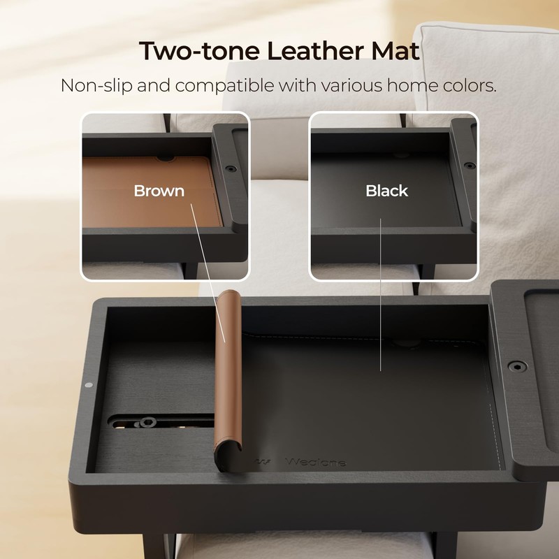 Wealone Mini Couch Arm Table for Narrow Armrest, Bamboo Sofa