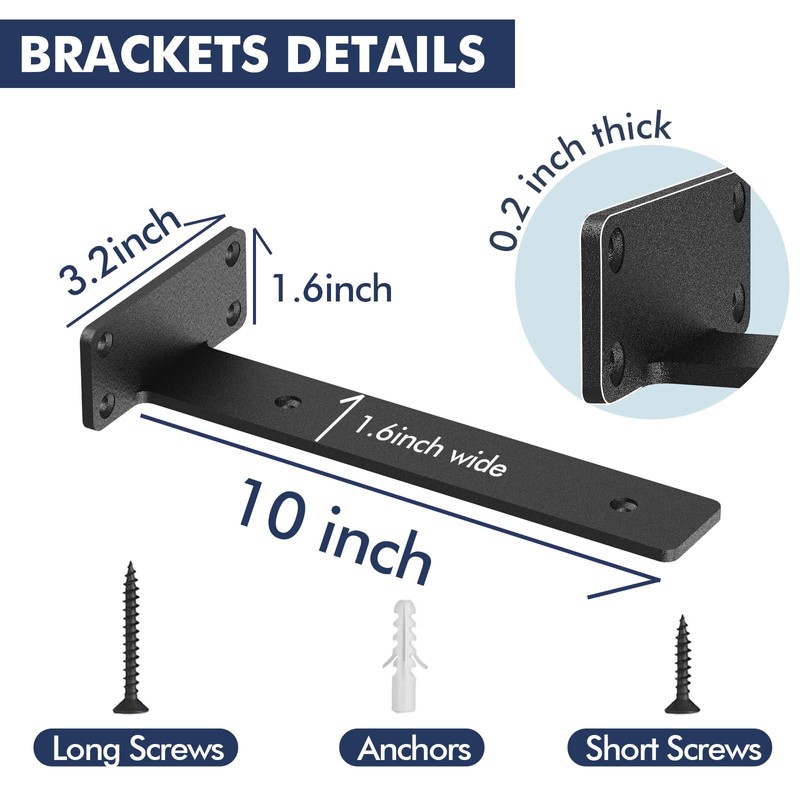 Starunder 12 Pack Floating Shelf Brackets, 10 Inch Heavy Duty