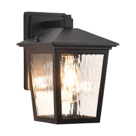 Outdoor Wall Light, Exterior Waterproof Wall Sconce in Black, Anti-Rust Outdoor Light Fixture with Water Glass, Modern Outdoor Wall Lantern for House Balcony Entryway Garage
