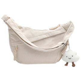 HENGBIRD Women's Half Moon Bag, Got Bag, Moon Bags, Large Small, Crossbody Bags, Women's Large, Bum Bag, Cord Beige, Cord Plain Bag, Women's Shoulder Bag, Cords