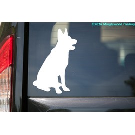 German Shepherd Dog WHITE custom vinyl decal 5" x 3.5" GSD Alsatian Wolf Dog Canine