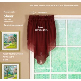 Today's Curtain Emelia Original Voile Ascot 25", Burgundy, 40" W x 25" L