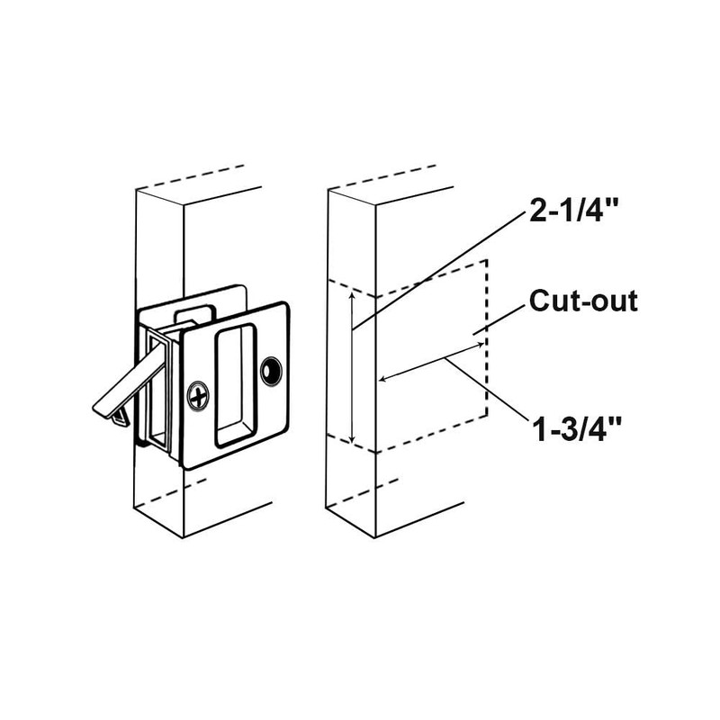 QCAA Solid Brass Sliding Door Pull Door Pocket Lockable, Polished