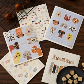 RECYCO Swedish Dishcloths for Kitchen | 5 Packs Pale Blue Washable Dish Rags | Cellulose Reusable Cleaning Paper Towels | Absorbent Counter Dish Cloth Sponge Kitchen Wipes, 8" L x 7" W