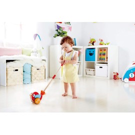 Hape Lilly Musical Push Along | Wooden Push Along Baby Walking Bird, Playful Kids Toy with Detachable Stick, Multicolor, 22.05 Inch (E0353)