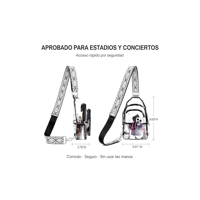 Bolso Transparente TPU Bandolera para Estadios,Negro