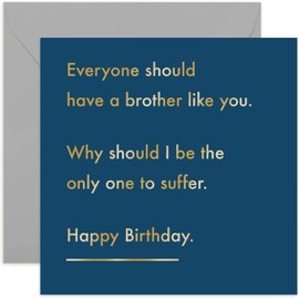 Old English Co. Brother Like You Birthday Card - Gold Foil Funny Greeting Card for Her | Humour from Brother, Sister, Sibling | Blank Inside & Envelope Included (Brother)