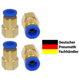 Pneumatic Push-in Fitting with Internal Thread 1/4 Inch to 12 mm Pack of 4 Push In Connection Industrial Quality (1/4 Inch - 12 mm)