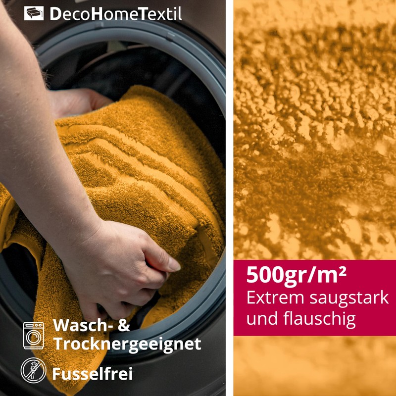 DecoHomeTextil Hand Towel Set, 6 Face Cloths in Mustard Made