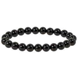 Eledoro PowerBead, Women’s Stretch Bead Bracelet, Made of 8 mm Gemstone Beads, 17 - 18 cm, gemstone, black