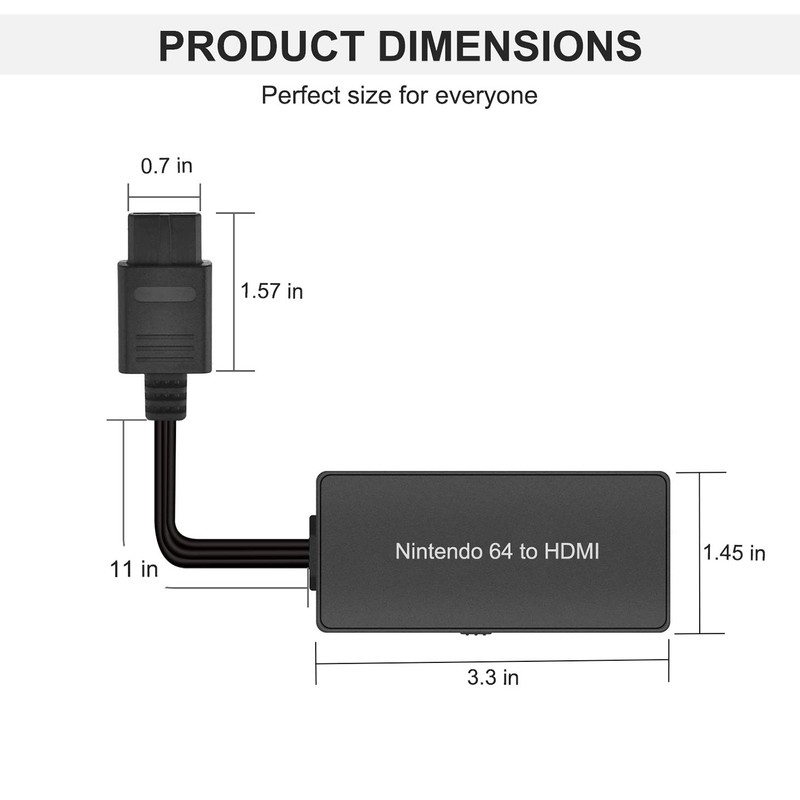 ZUZONG Cable HDMI para N64, compatible con conversión 16:9/4:3, convertidor