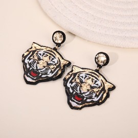 Game Day Earrings Football Sports Earrings Glitter Tiger Elephant Dangle Earrings College School Team Spirit Earrings Jewelry Gifts for Sport Fans (tiger earrigs D)