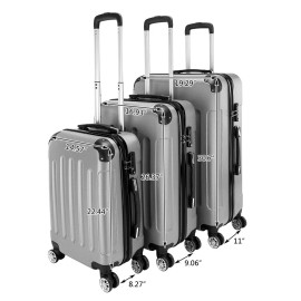 Unbranded 20"24"28" Trolley Case 3Pcs Hardside Lightweight Spinner Travel Luggage Bag Set