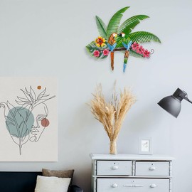 VEWOGARDEN Parrots Wall Decor Large Outdoor Metal Bird Wall Art for Patio Farmhouse Garden Living Room Bedroom Decorations