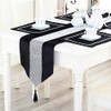 HeMiaor Black Sequined Rhinestone Contracted Tassel Table Runner and Dresser
