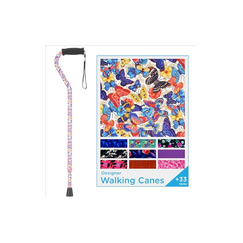 NOVA Designer Walking Cane with Offset Handle, Lightweight Adjustable Walking