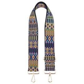 BAKKO Purse Strap Replacement 2" Wide Shoulder Strap for Crossbody Bags Handbags Messenger Duffel Bags Gold Metal Hardware Adjustable Length from 31" to 57" - Rhombus Tribal