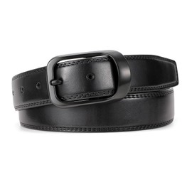 JASGOOD Men's Black Leather Dress Belts, Mens Casual Belt For Jeans Pants Work Suits and Uniform With Single Prong Buckle