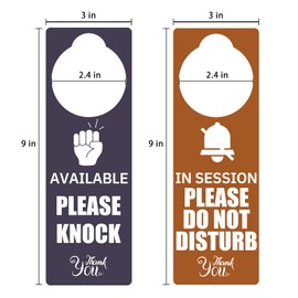 Please Knock Available/Do Not Disturb In Session Sign,2 Pack for Home Office Restroom Conference Hotles Hospital,Door Hanger Sing Tells Whether Room Status -9''x 3''(Purple and Brown)