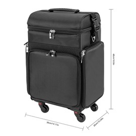 GDAE10 Makeup Train Case, Rolling Professional Soft Sided Makeup Case Trolley, Travel Cosmetic Organizer,Salon Barber Case Traveling Cart