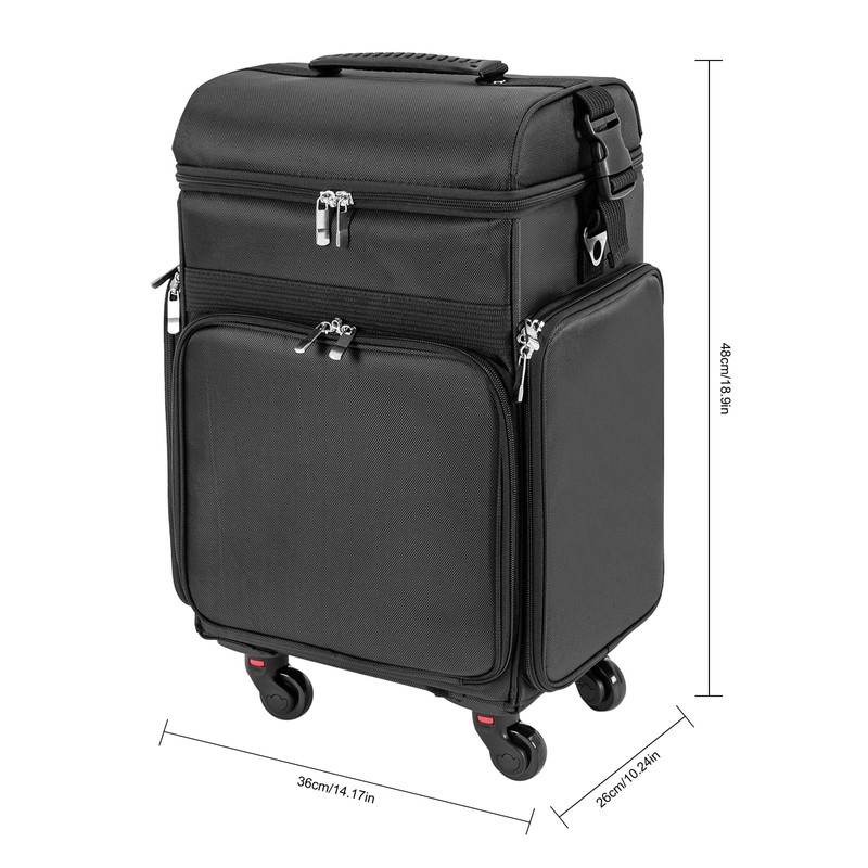 GDAE10 Makeup Train Case, Rolling Professional Soft Sided Makeup Case