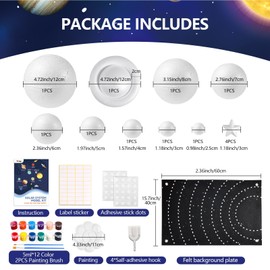 Pllieay Solar System Model Kit for School Science Projects, DIY Felt Backdrop Solar System Project Kit Includes Felt Background Plate, Mixed Size Foam Balls, Acrylic Color for Space Education