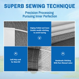 Dulepax RV Awning Fabric Replacement(16'2" Fabric) Heavy Duty 18.5 oz Vinyl Fabric -Camper Awning Replacement Universal Replacement RV Awnings for All Awning Brands-Senior Fade Grey