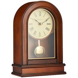 Bulova B7467 Hardwick Mantel Clock | Traditional Hardwood Case with Walnut Finish | Roman Numerals | Elegant Timepiece for Home or Office