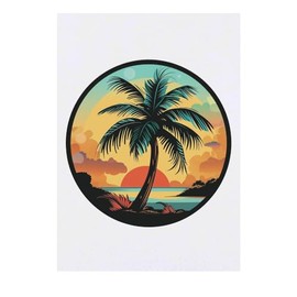 'Palm Tree on Beach' Temporary Tattoo - Water Resistant, Skin-Safe, Non-Toxic Transfer (TO00073333)
