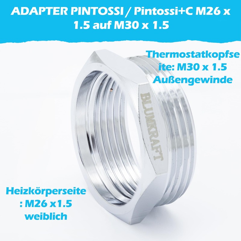 BLUMKRAFT Metal Adapter Compatible with Pintossi/Pintossi+c (Prototype) Radiator to M26x1.5
