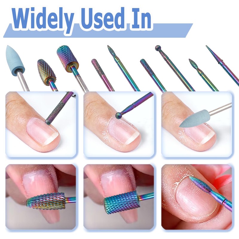 Mesee Nail Drill Bits Set, 10Pcs Tungsten Carbide Nail File