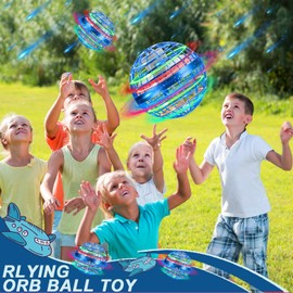 Flying Ball, Floating Ball, Hand Controlled Hover Ball, Magic Spinner Ball, Flying Ball Boomerang Ball with LED Light, Mini Drone Toy for Children Adults Outdoor Indoor (Blue)