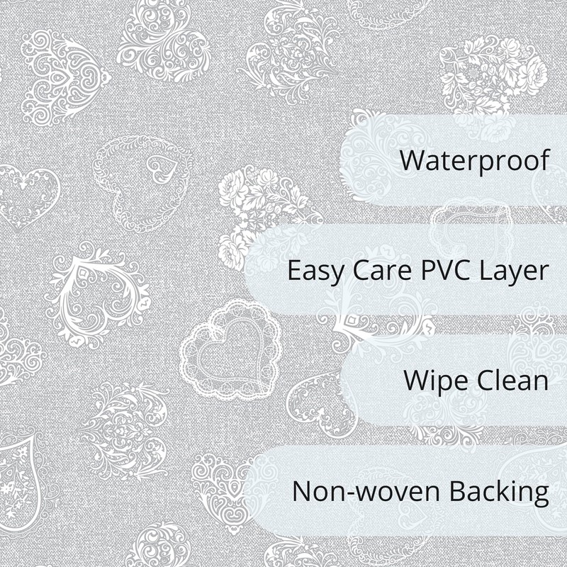 Oilcloth Tablecloth Washable Rectangular 140 x 180 cm Light Grey