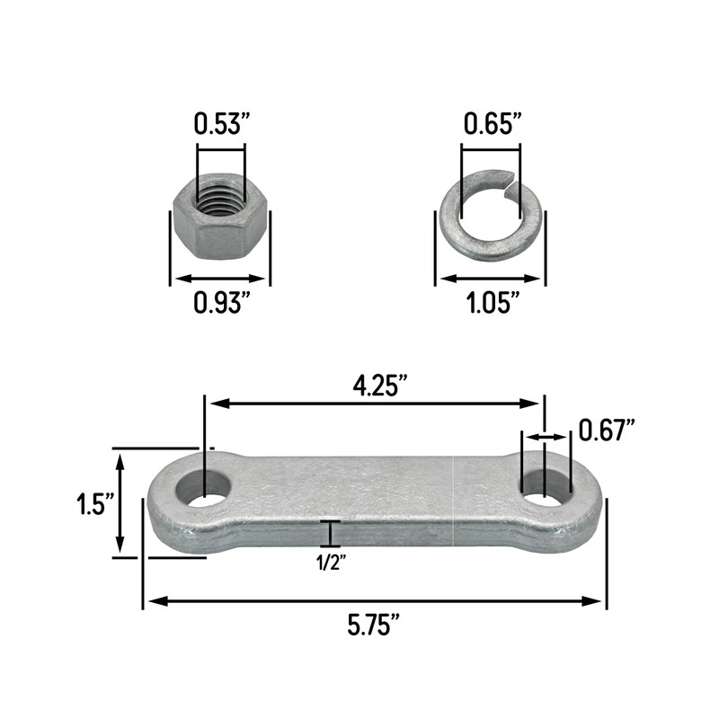 18" Square U-Bolt Kit with 1/2" x 4-1/4" Tie Bars