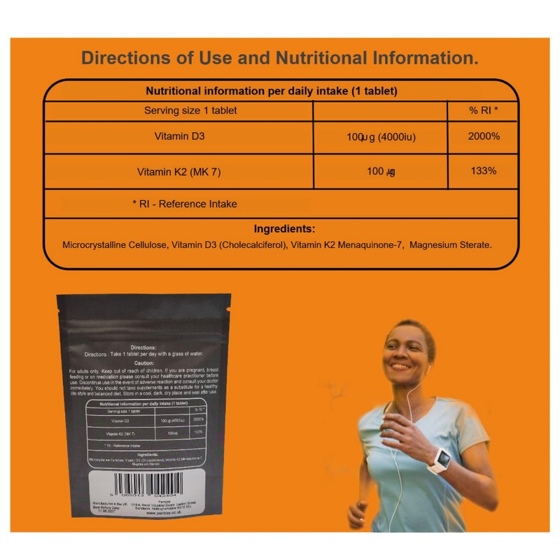 Vitamin D3 & Vitamin K2 (MK7)- 365 Tablets 1 Year