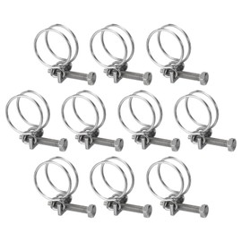 sourcing map 10Pcs Double Wire Hose Clamp, 24-27mm Adjustable Stainless Steel Wire Hose Clips with M6 Bolt for Dust Collection Hose, Pump Hose Pipe