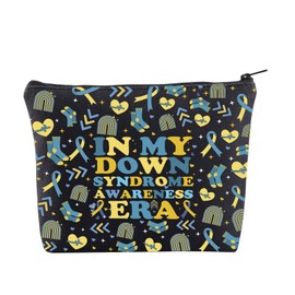 JYTAPP Down Syndrome Awareness Makeup Bag Extra Chromosomes Gift Blue and Yellow Down Syndrome Gift for Trisomy 21 Mom, Small, black