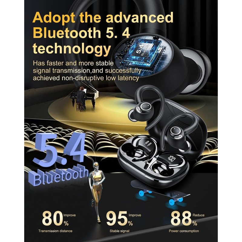 Jesebang Wireless Earbuds, Bluetooth 5.4 Headphones, Wireless Earphones HiFi Stereo