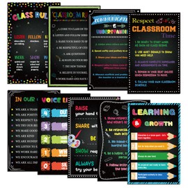 Moinchore 9 Pcs Classroom Rules Poster 17" x 11" Educational Posters for Classroom Decorations Motivational Class Posters for Elementary Middle School Kindergarten Back to School Teacher Supplies