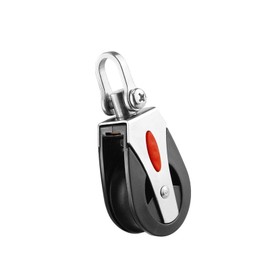 Single Pulley Block, Heavy Duty Single Pulley 316 Stainless Steel Pulley Roller Crane Swivel Hook Smooth Wire Rope Cable,L1500Lbs Load Capacity Sheave Block Traction Wheel (Black)