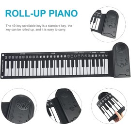 Roll Up Piano 49 Keys Portable Electronic Piano for Beginners, Flexible Foldable Roll Up Educational Electronic Digital Music Piano Keyboard with Recording (49keys)