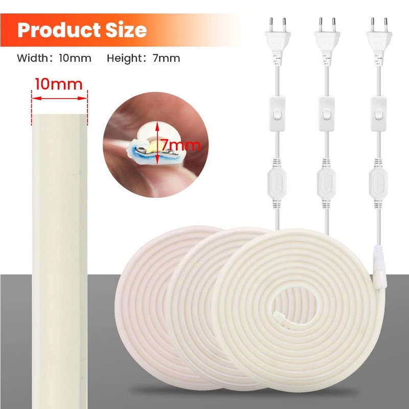 HEGEHE 230 V COB Neon LED Strip with Switch, IP65