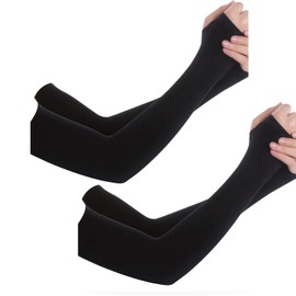 [FineGood] 2個組 指図金 アームカバー 腕カバー 冷感作用 吸汗速乾 滑り止め 涼しい サラサラ素材 吸汗速乾 滑り止め加工 スポーツ ゴルフ 野球 ランニング 野外作業 紫外線対策 無地 作業用 UV対策 日焼け止めカバー スポーツ活動用 (ブラック)
