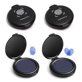 Elezeal 4-Pack Finger Ink Pad - Thumbprint Stamp Ink Pads Compact and Durable Fingerprint Ink Pads for Fingerprinting, Crafting, and Office Use - Black Ink, 2.3 x 2 x 0.5Inches (Blue)