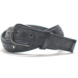 BEEL Men's Consecutive Pinhole Camouflage Pattern Belt, Synthetic Leather, Casual, Simple, Black